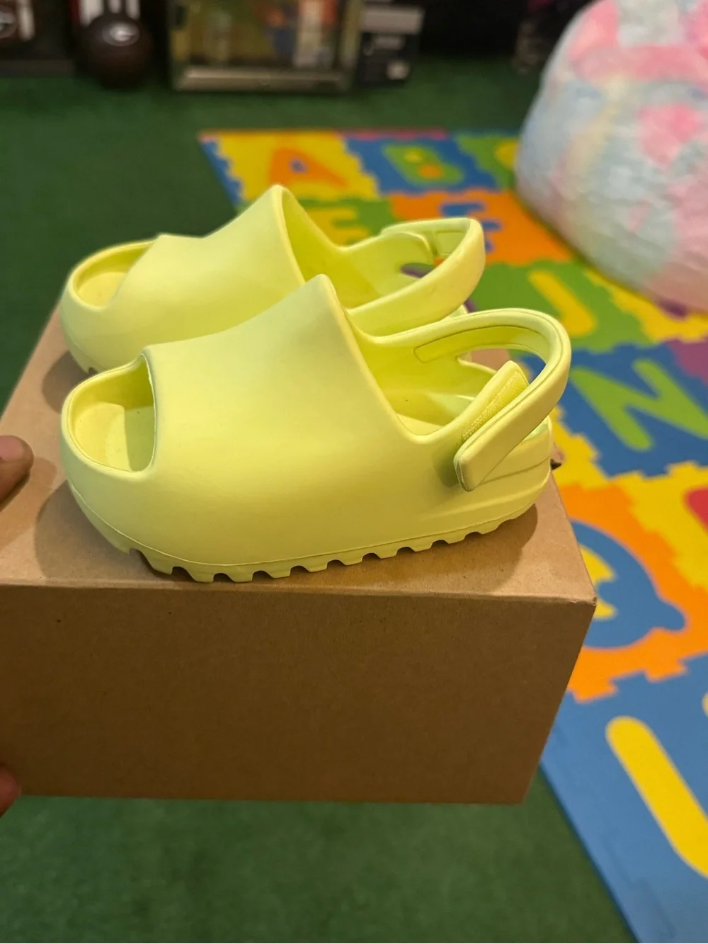 adidas Kids Neon Yellow Slip-On Sandal Clogs